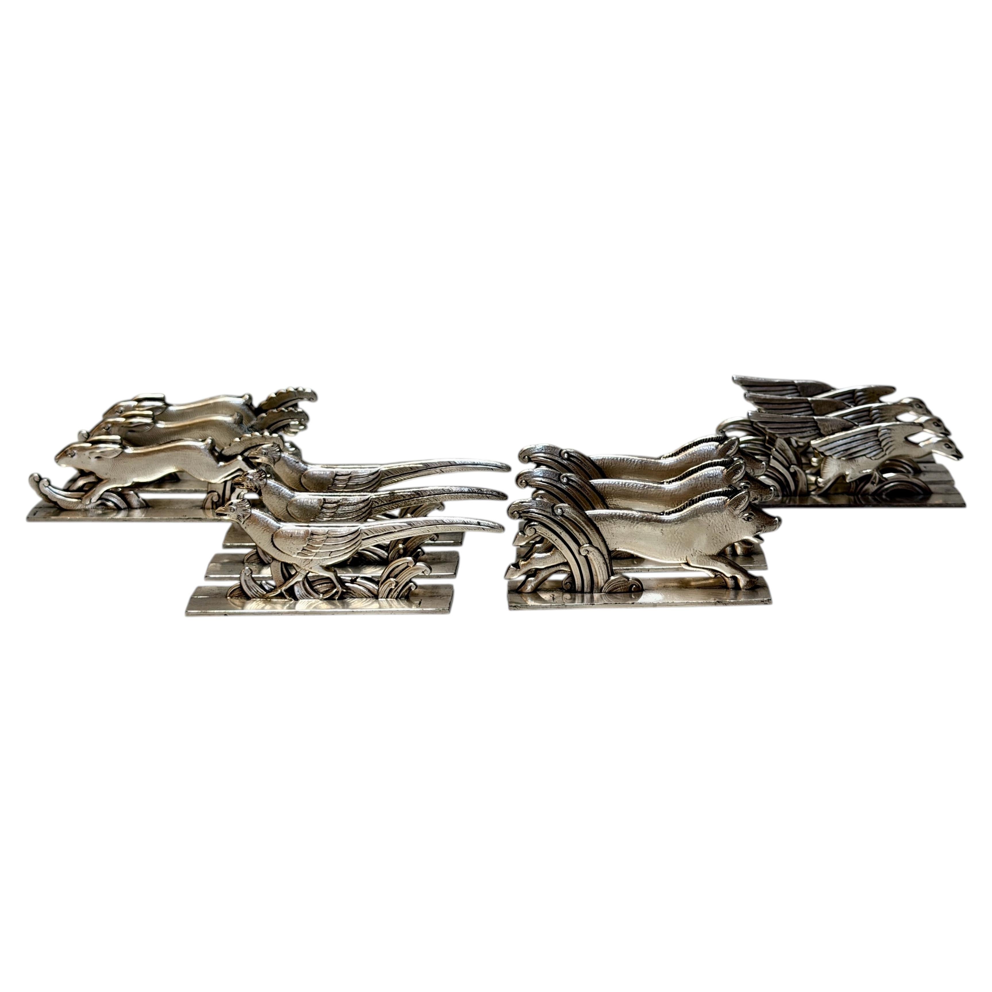 Set of 12 Art Deco Silver-Plated Knife Rests