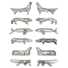 Set of 12 Art Deco Silver-Plated Knife Rests in the Manner of Christofle