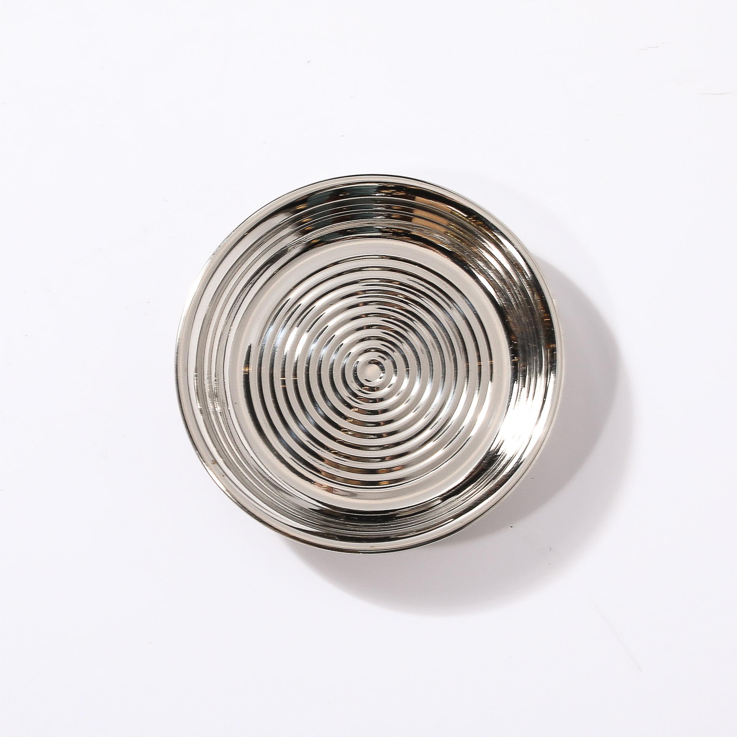 Set of 12 Art Deco Style Machine Aged Polished Chrome Coaster Set 3