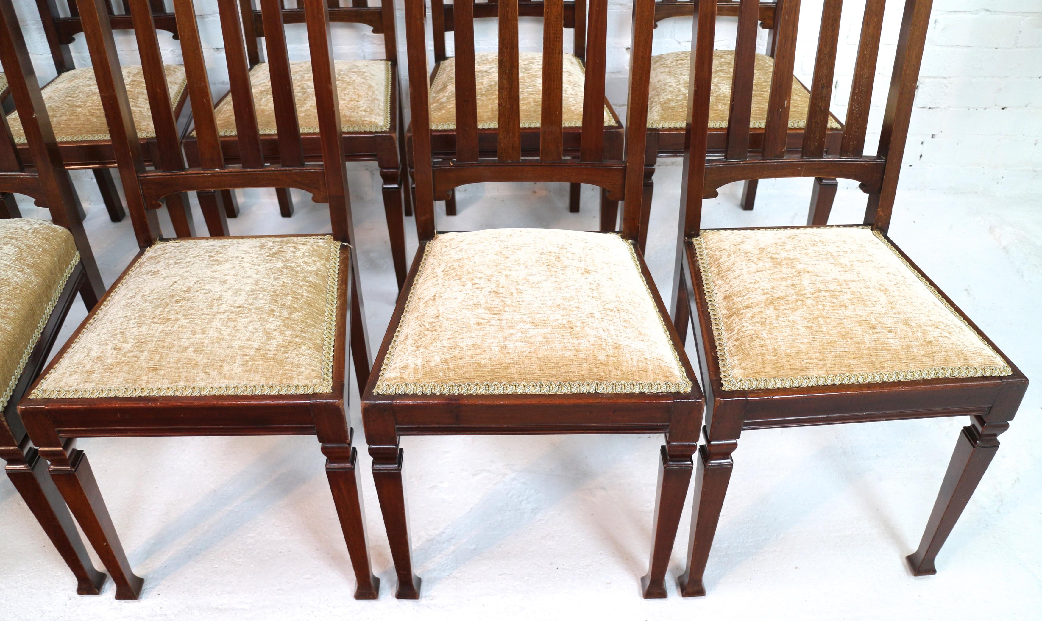 Set of 12 Arts & Crafts Walnut Dining Chairs 3