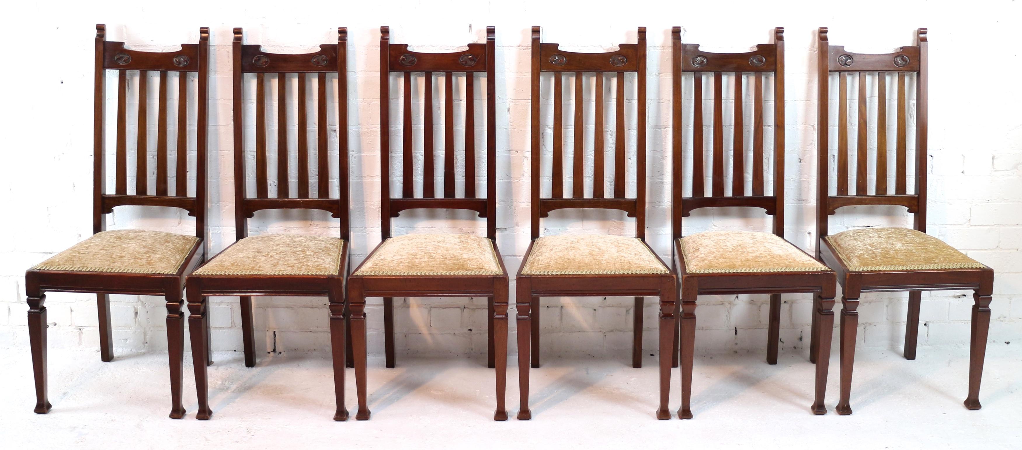 Set of 12 Arts & Crafts Walnut Dining Chairs 4