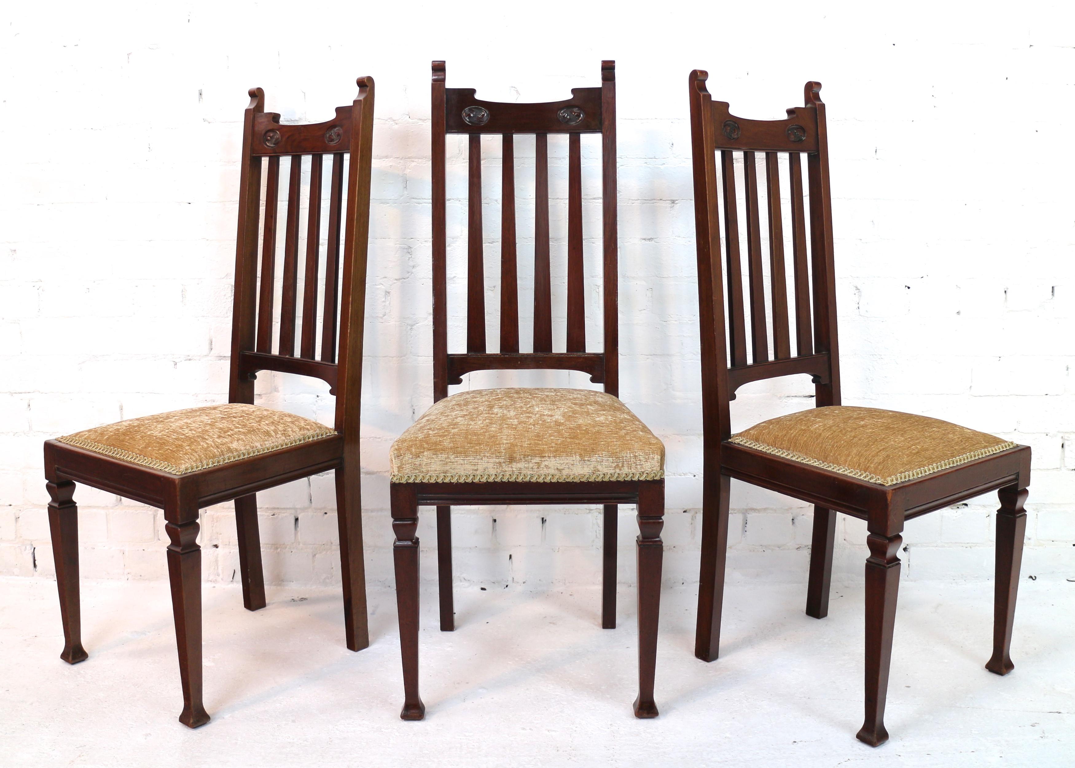 Set of 12 Arts & Crafts Walnut Dining Chairs 5