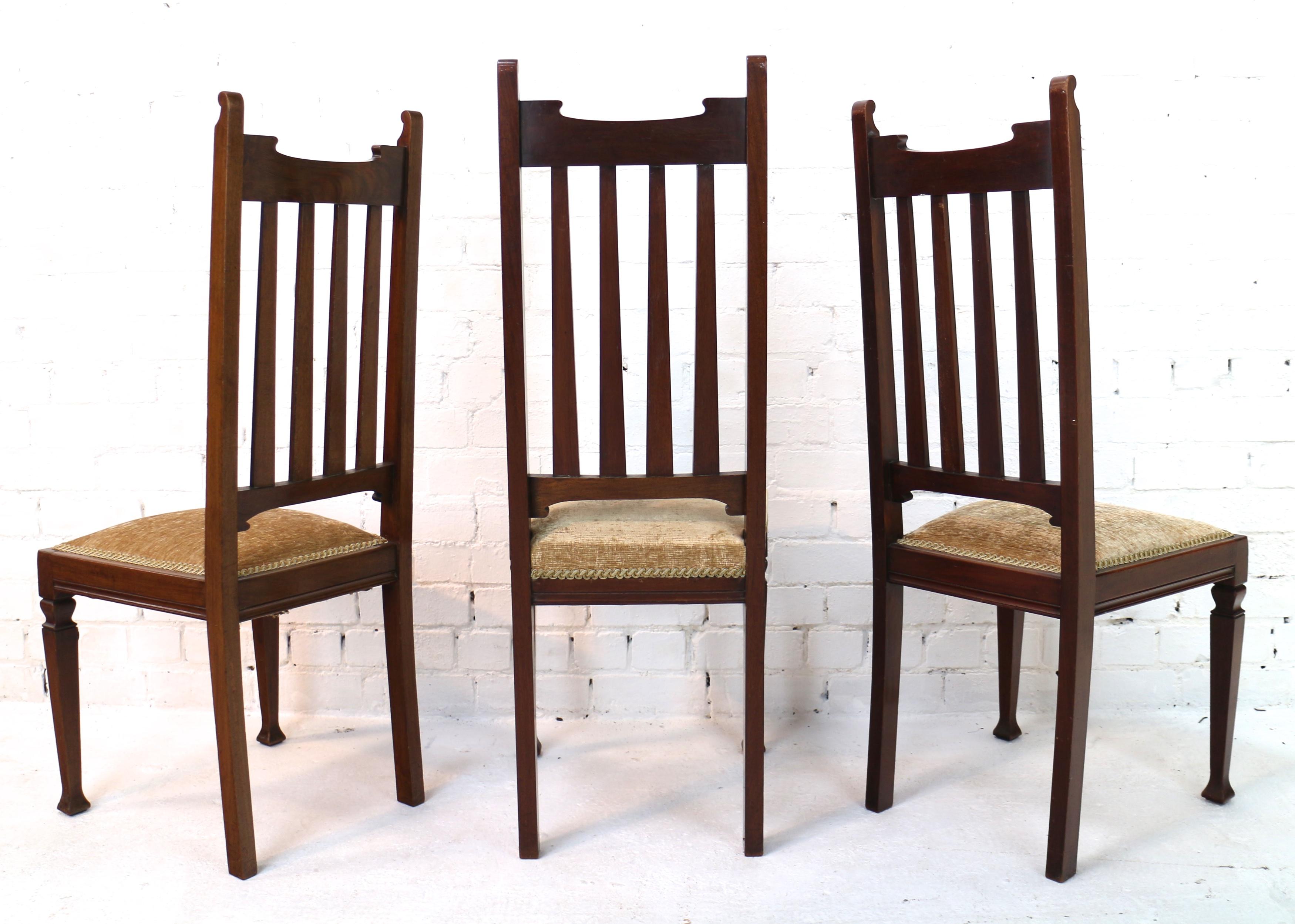 Set of 12 Arts & Crafts Walnut Dining Chairs 6