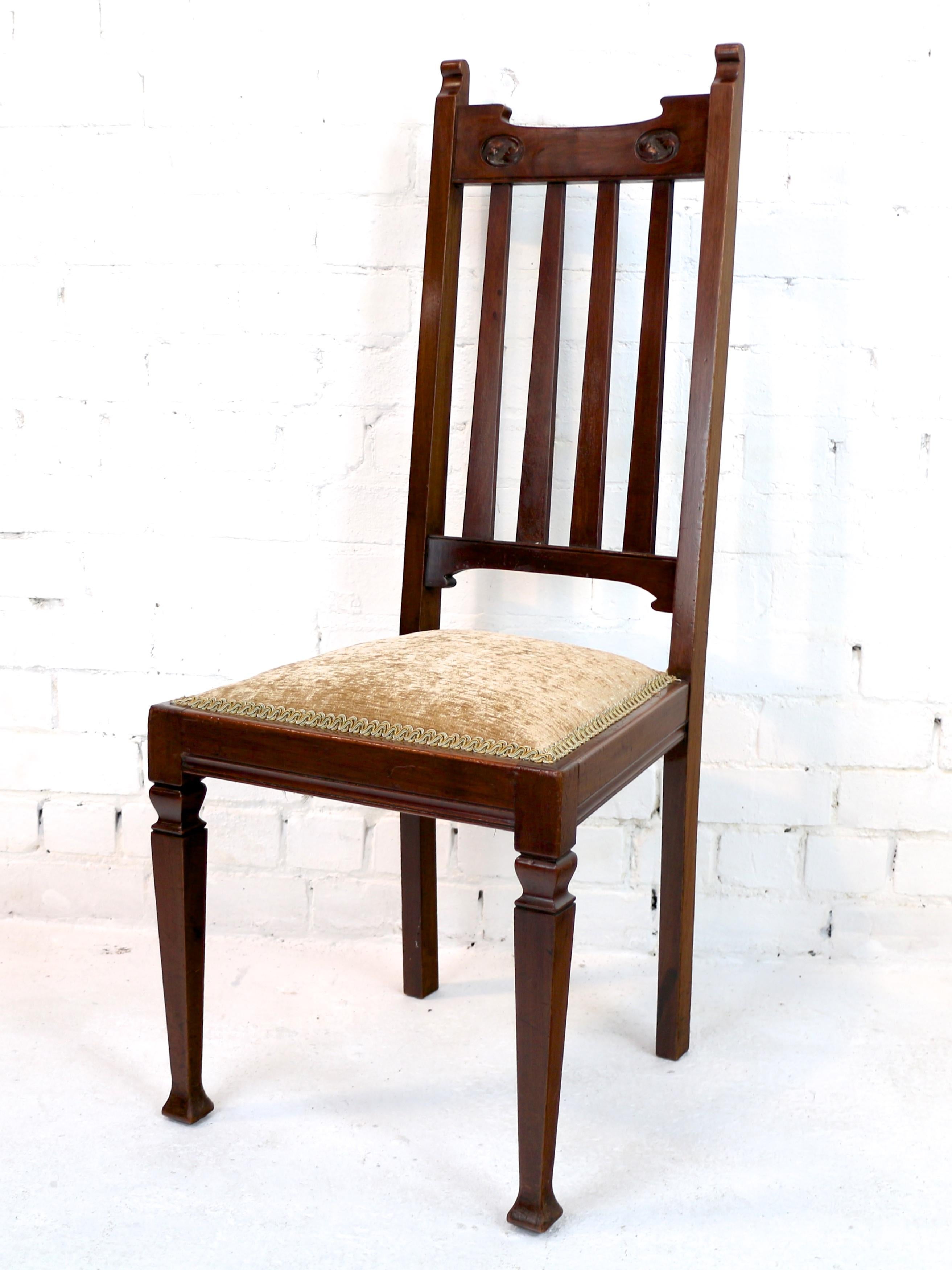 Arts and Crafts Set of 12 Arts & Crafts Walnut Dining Chairs