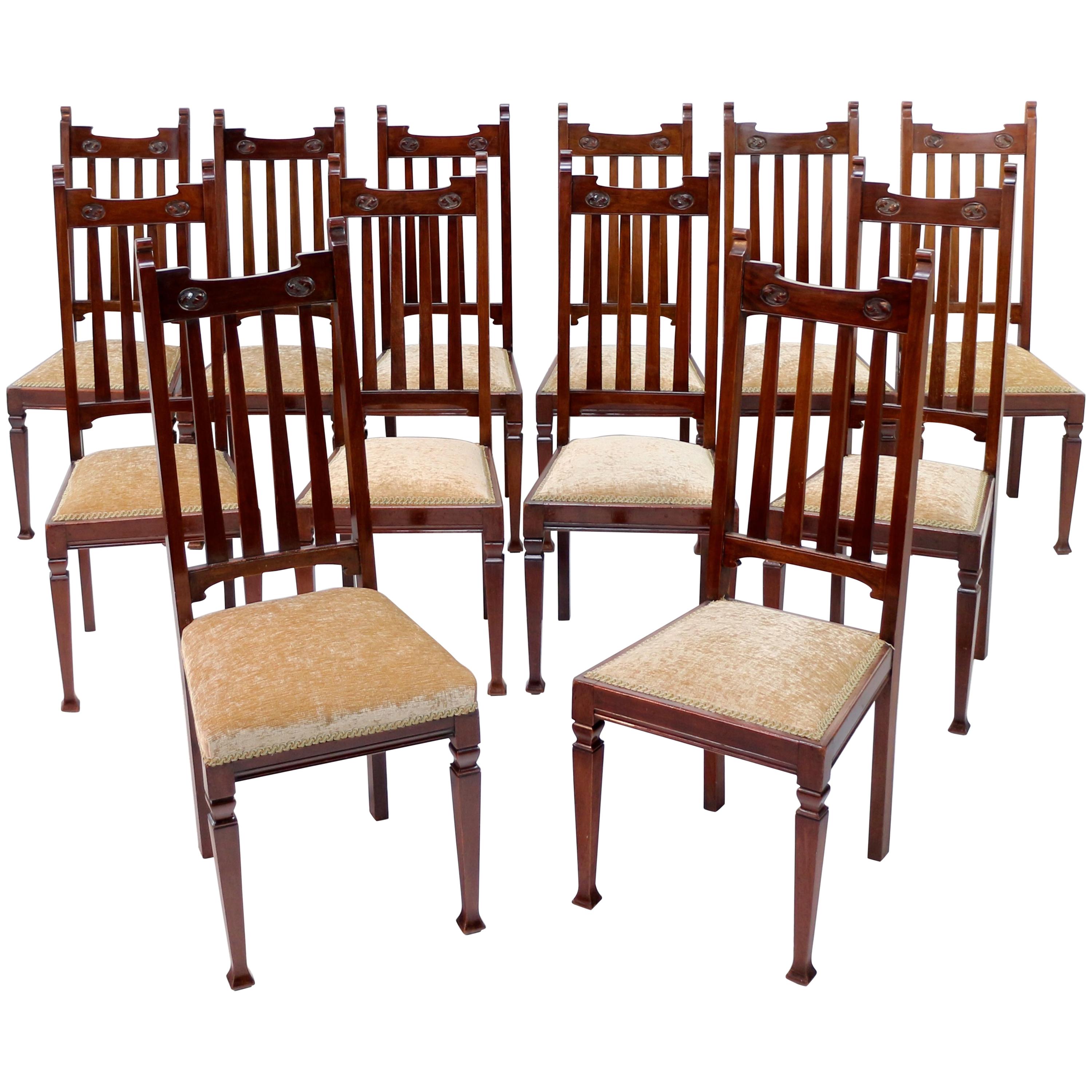 Set of 14 Arts and Crafts Oak Dining Chairs at 1stDibs
