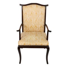 Set of 12 Asian Inspired Vintage Dining Room Chairs in Yellow Fortuny Fabric