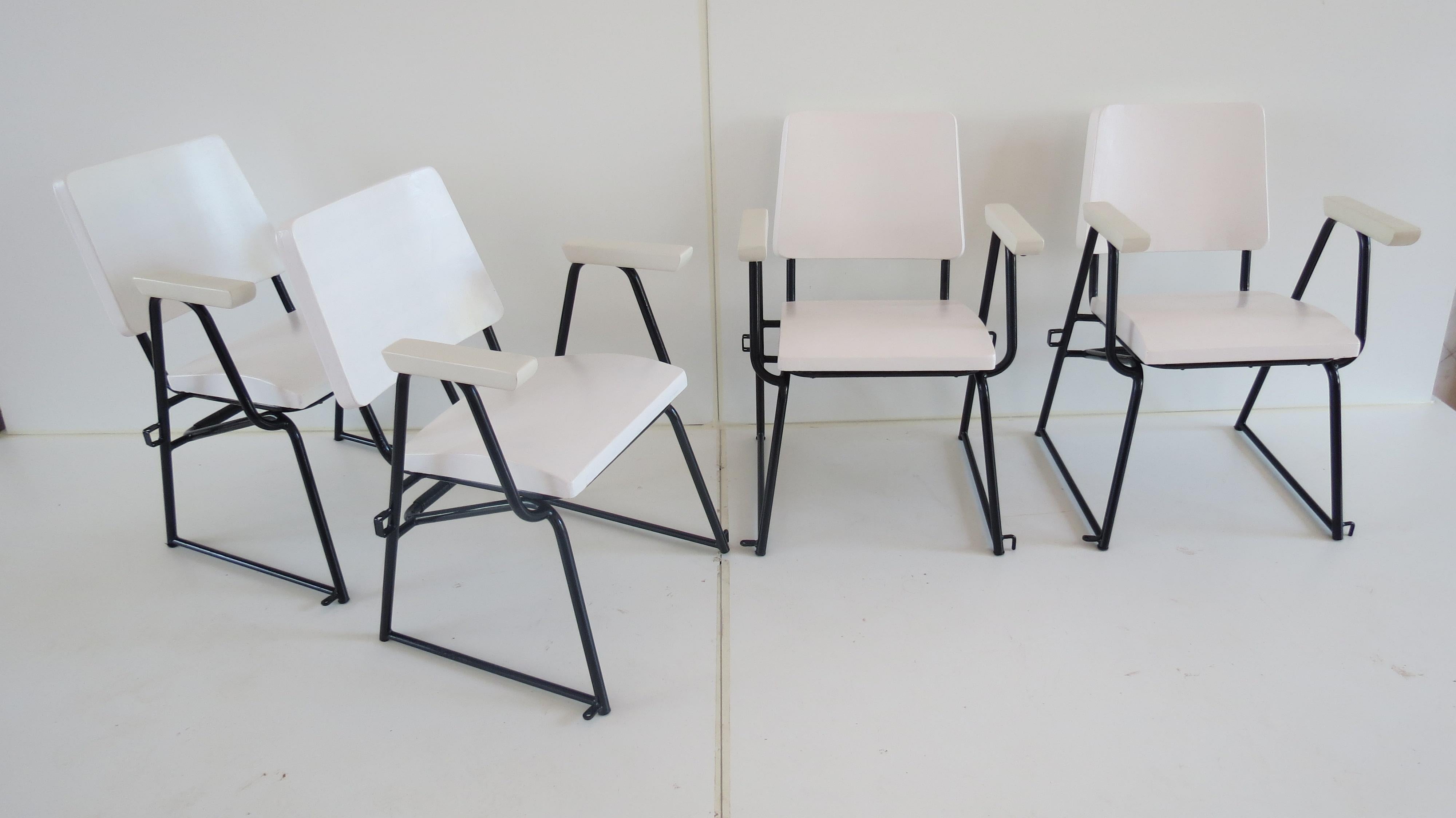 12 armchairs white laquered attr. STUDIO BBPR (BANFI,BELGIOIOSO,PERESUTTI, ROGERS) 
produced for Michelin Sport Club D.A.M.I. (Dopolavoro Aziendale Michelin Italia) 1935-1945 for 