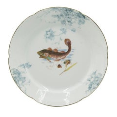 Set of 12 Austrian Porcelain Plates with Fish