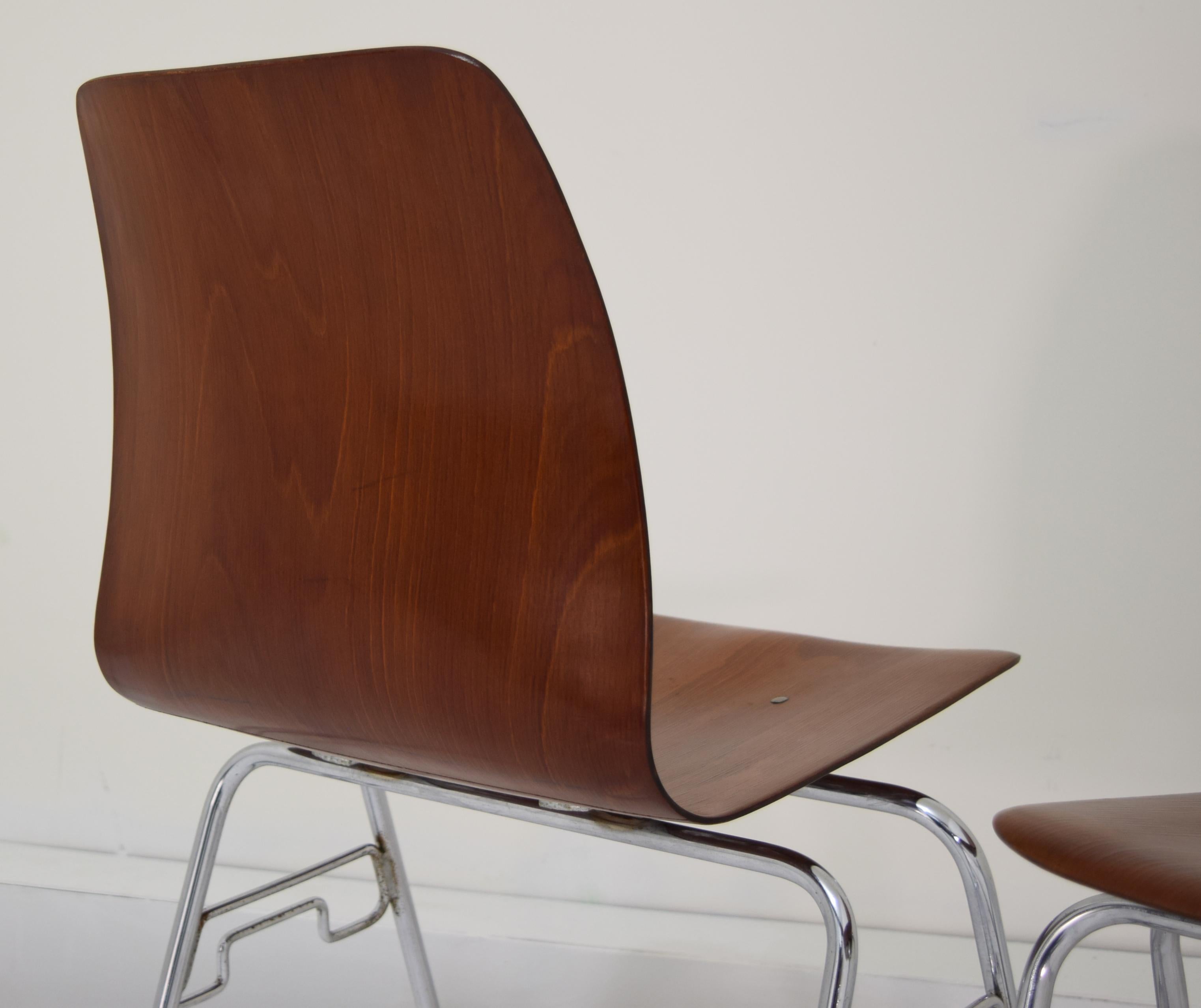 Mid-Century Modern Set of 12 Available Pagholz Rosewood Tandem Stacking Chairs