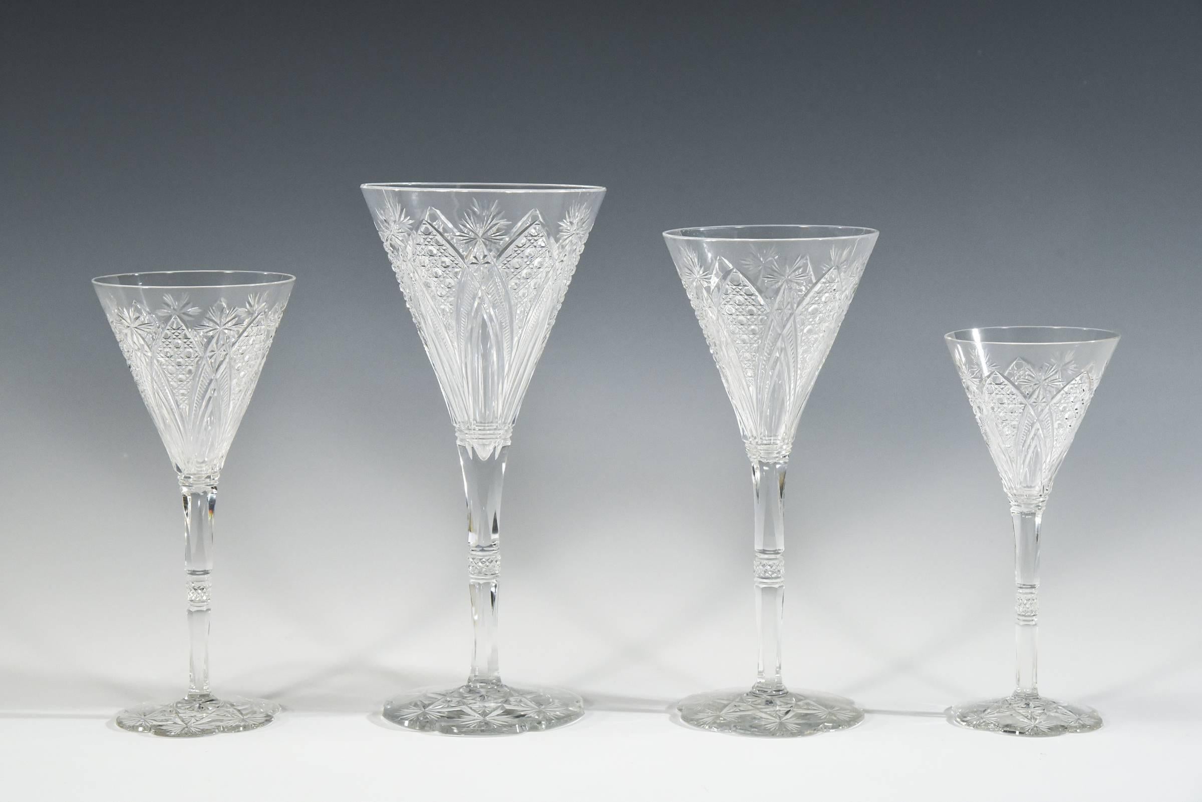 Set of 12 Baccarat Hand Blown Elbeuf Cut Crystal Martini Champagne Goblets For Sale 2