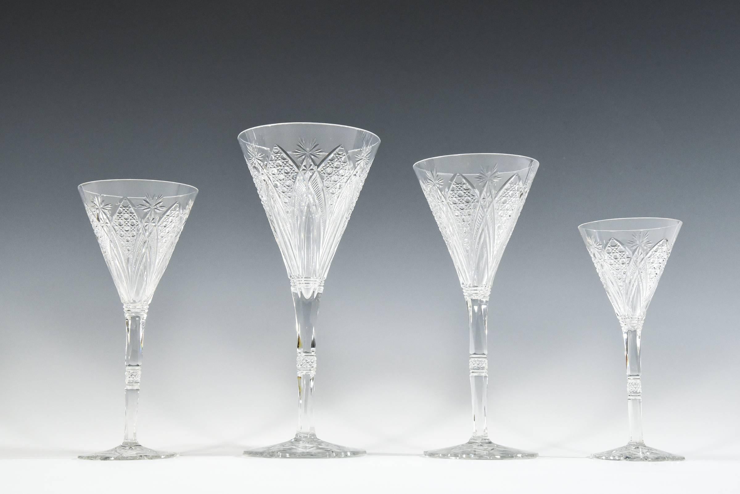 Set of 12 Baccarat Hand Blown Elbeuf Cut Crystal Martini Champagne Goblets For Sale 4