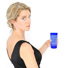 Set of 12 Baccarat Paris Pattern Cobalt Blue Tumblers