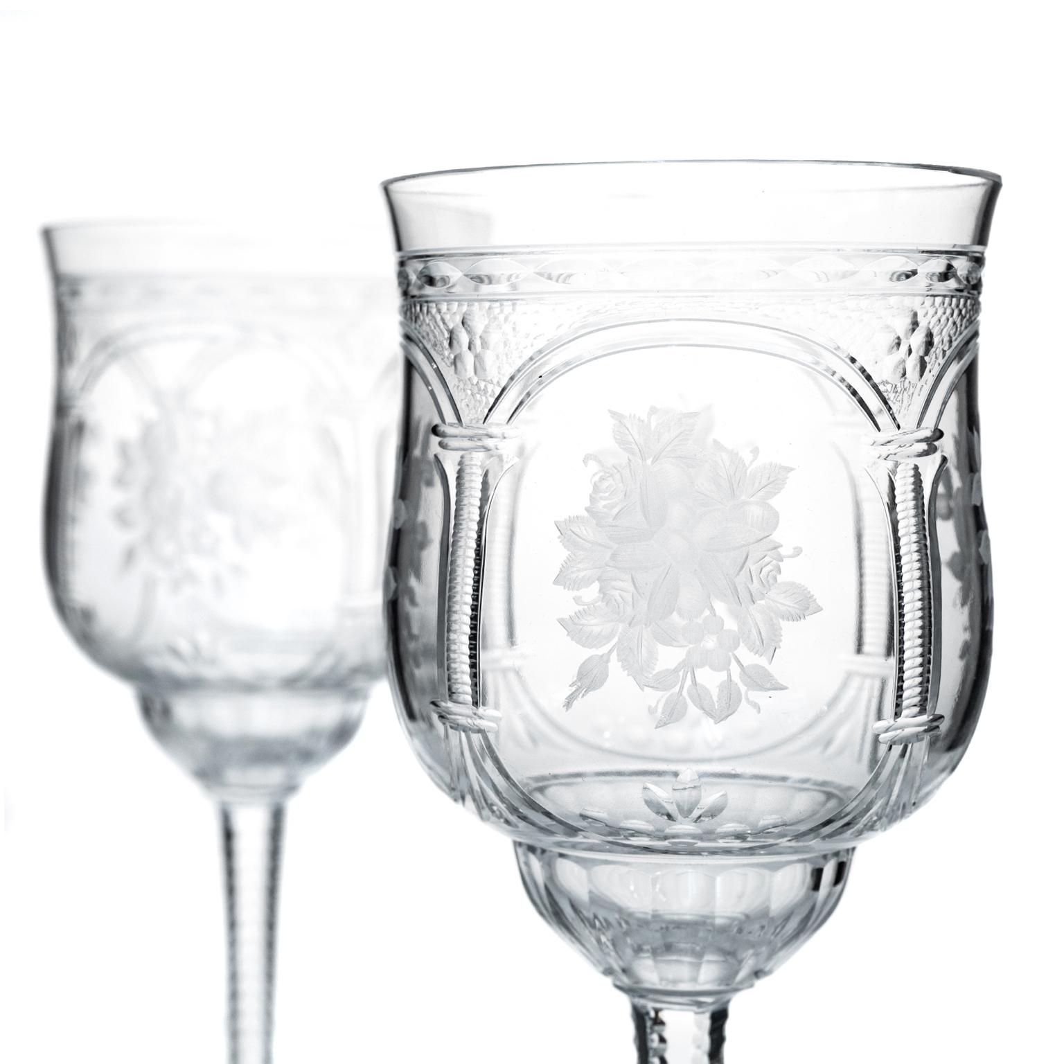 Late 19th Century Set of 12 Baccarat Vallee Pattern Water Goblets For Sale