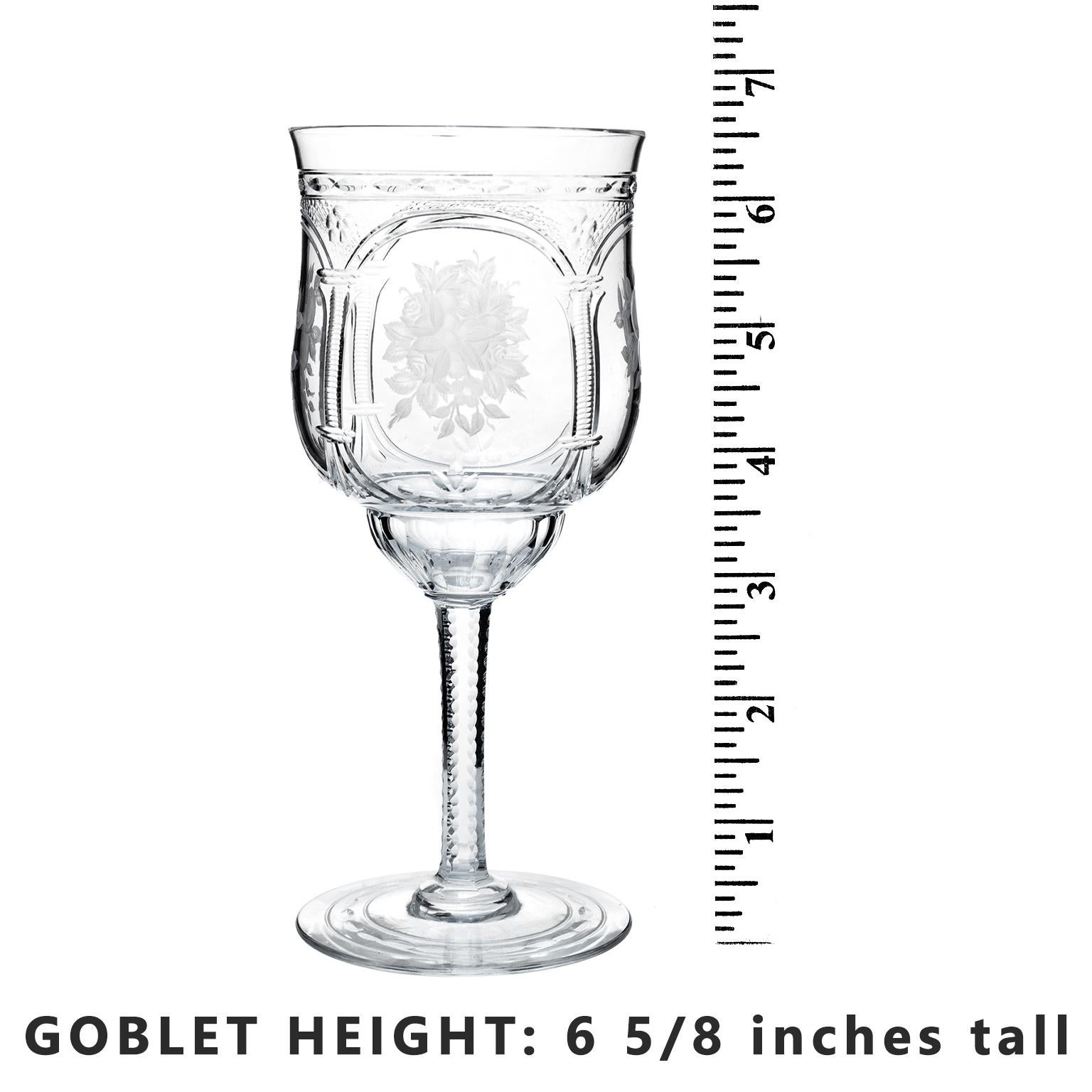 Blown Glass Set of 12 Baccarat Vallee Pattern Water Goblets For Sale
