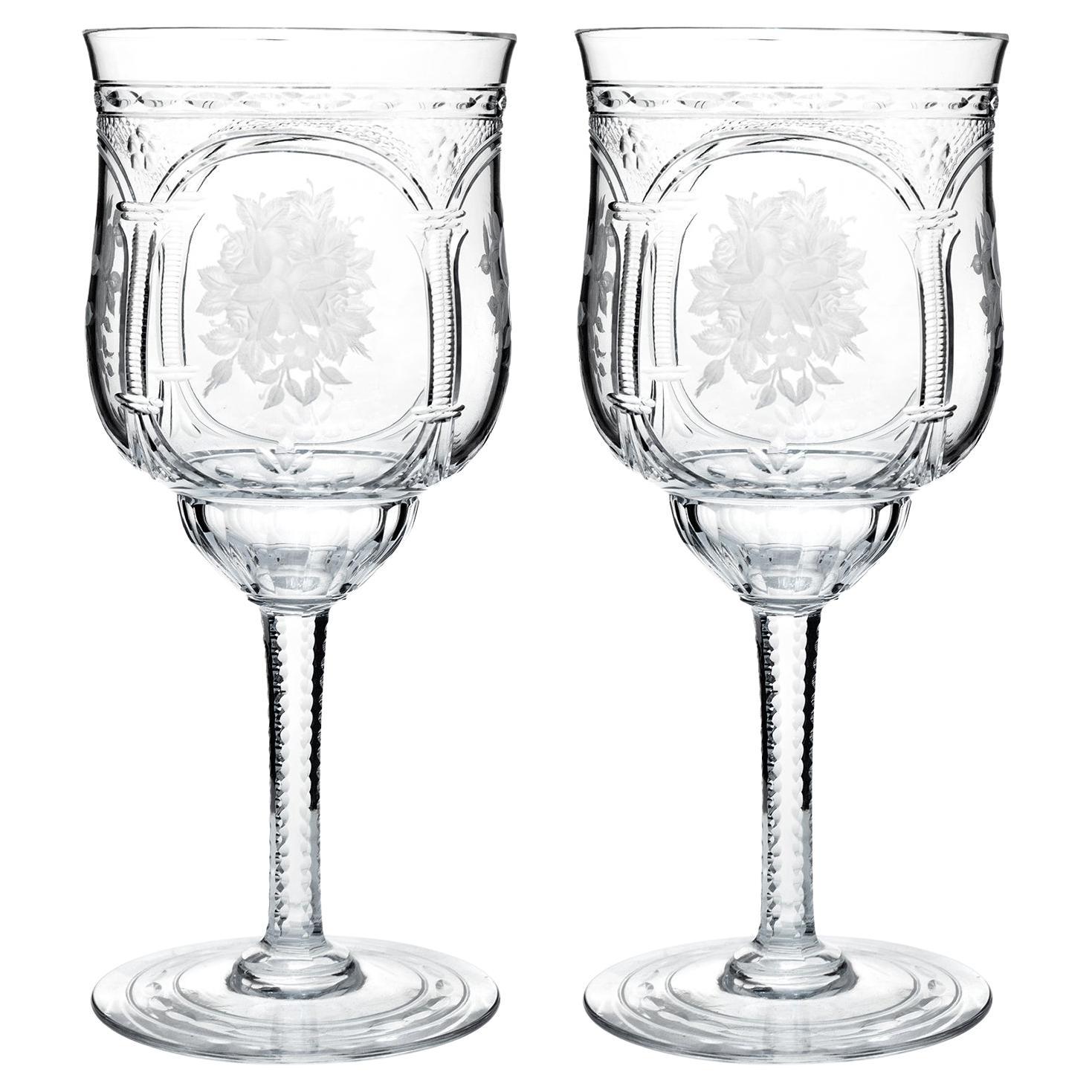 Set of 12 Baccarat Vallee Pattern Water Goblets For Sale