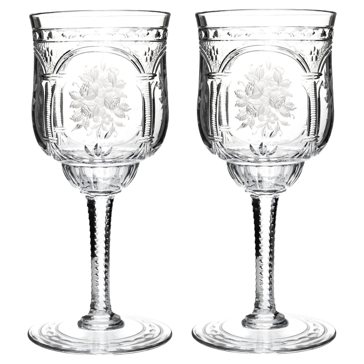 Set of 12 Baccarat Vallee Pattern Wine Goblets For Sale