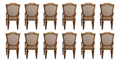 Set of 12 Baker Hollywood Regency Antique Gold Finish Armchairs Dining Chairs