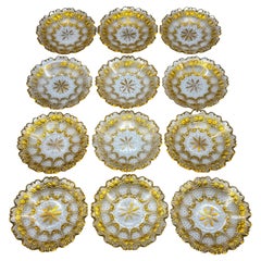 Set of 12 Belle Époque Cut Glass and Gilt Dessert Plates, circa 1890–1910