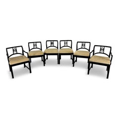 Set of 16 Black Lacquered Michael Taylor for Baker Dining Chairs Mid Century