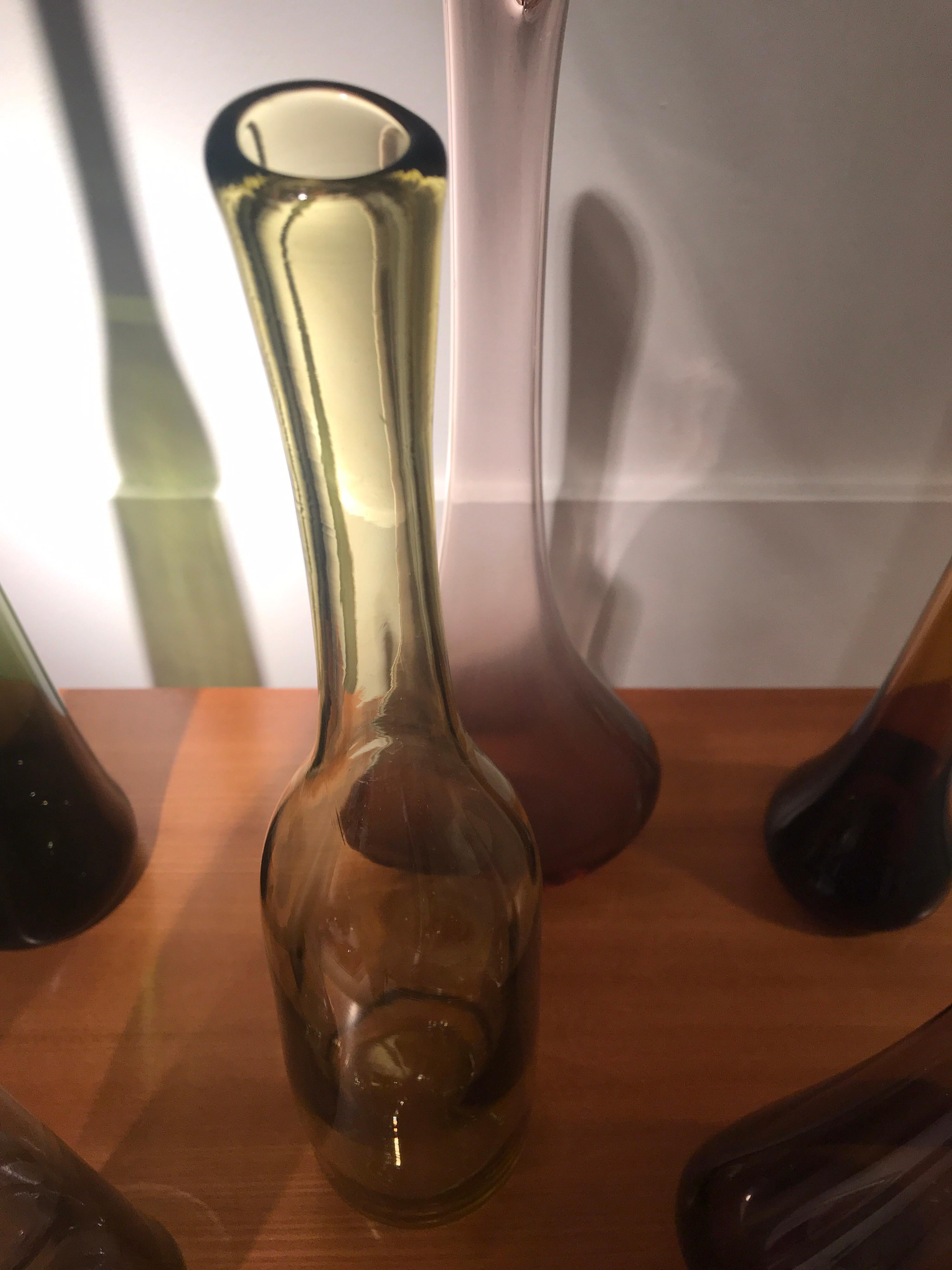 French Set of 12 Blown Bottles by Claude Morin
