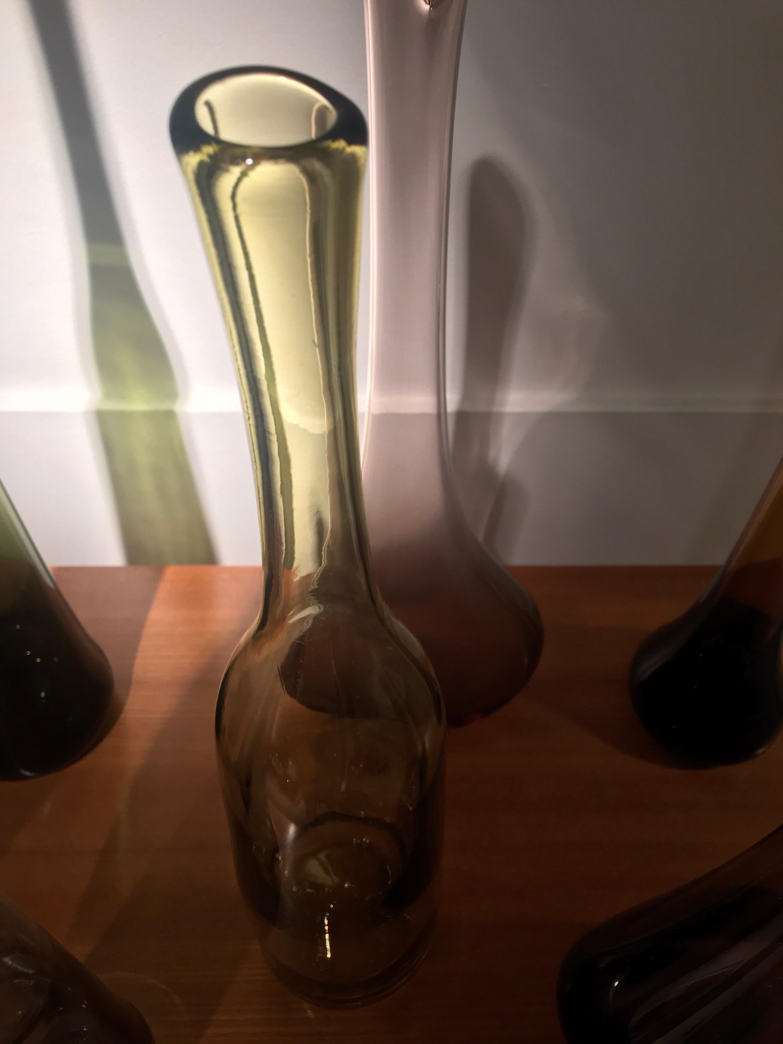 Set of 12 Blown Bottles by Claude Morin In Fair Condition In Saint-Ouen, FR