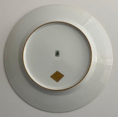 Set of 12 Bohemia Burgundy & Gold Gilt Dinner Plates
