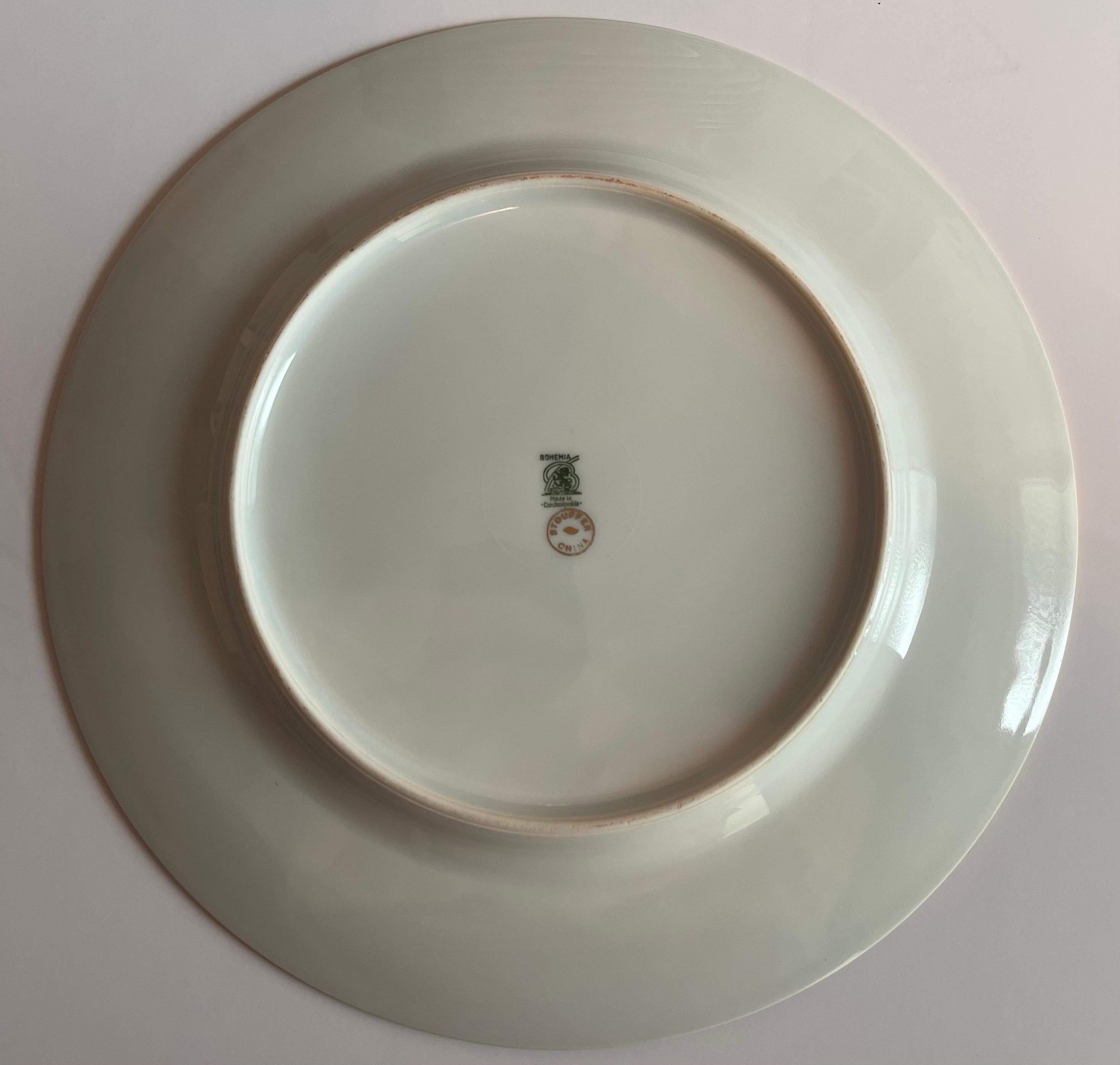 Set of 12 Bohemia Stouffer Cobalt Blue & Gilt Dinner Plates For Sale 4