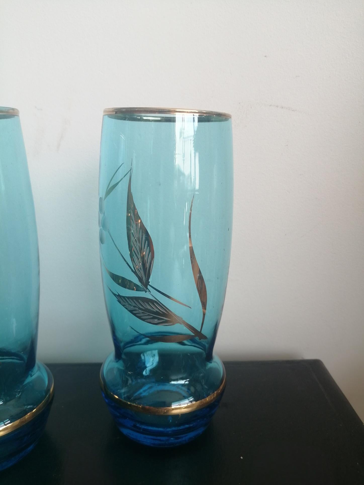 Eiskübel  von 12 Kristallgläsern und Gold  1930s im Angebot 5