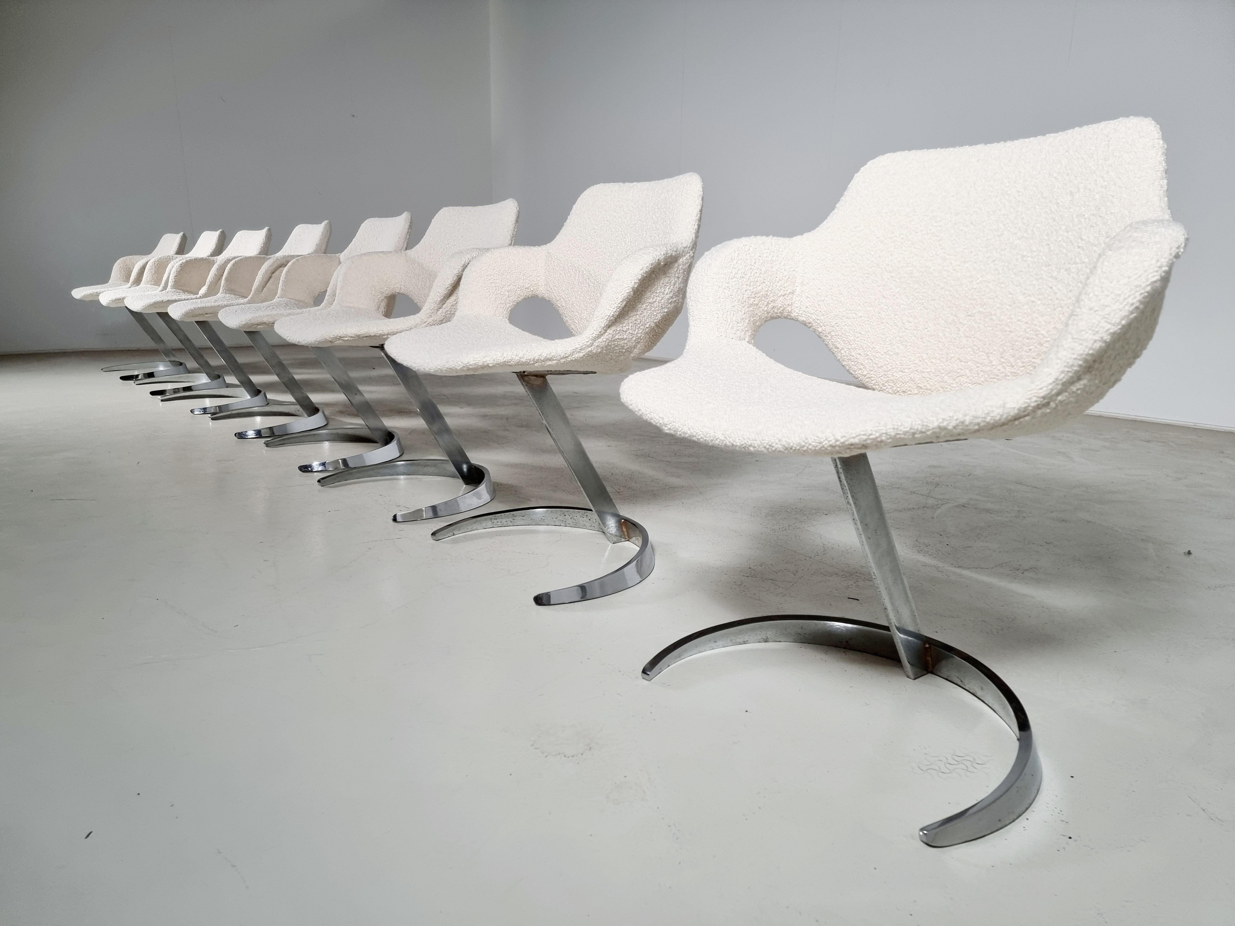 European Set of 12 Boris Tabacoff Scimitar Chairs for 'Mobilier Modulaire Moderne' 'MMM'