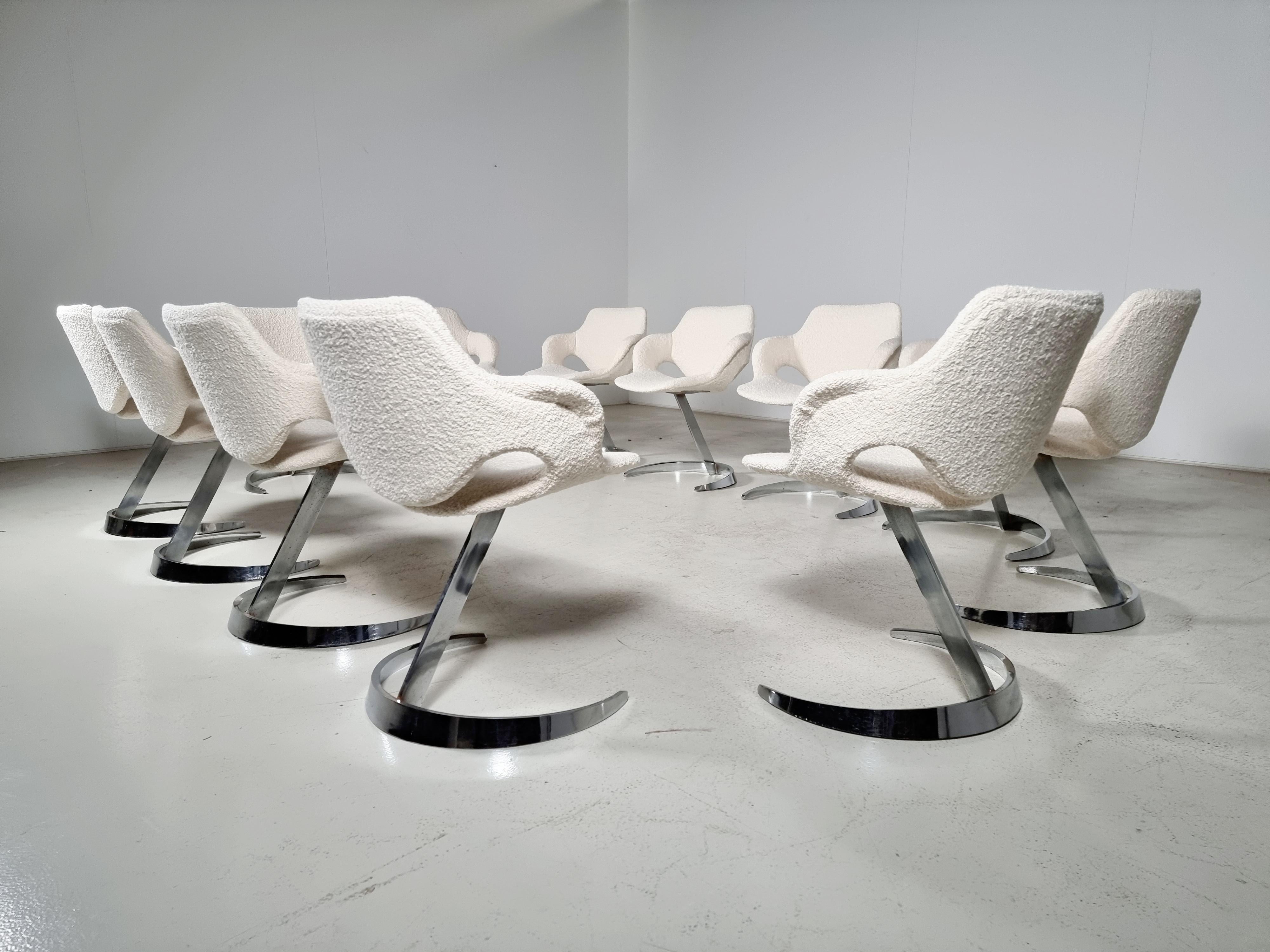 Set of 12 Boris Tabacoff Scimitar Chairs for 'Mobilier Modulaire Moderne' 'MMM' In Good Condition In amstelveen, NL