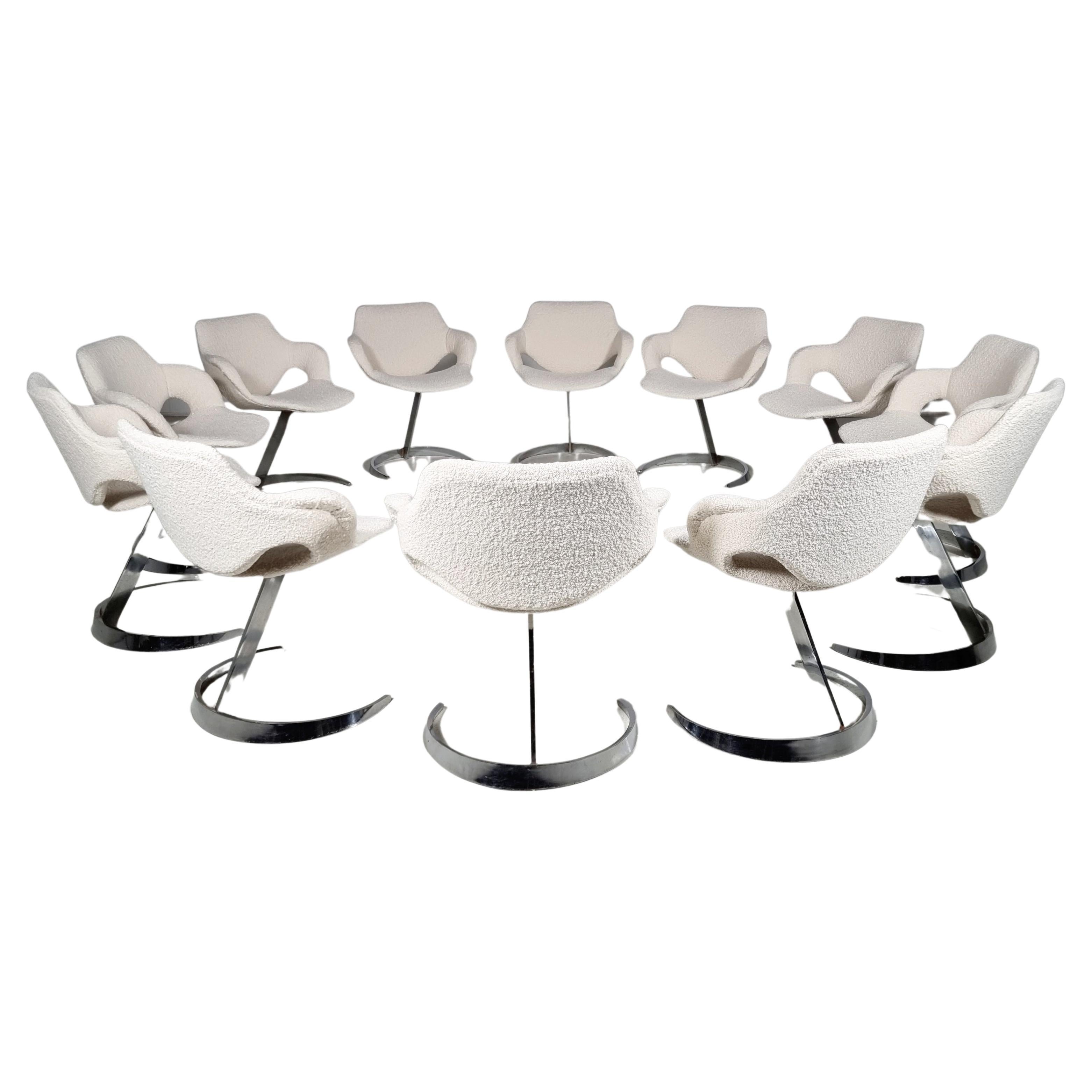 Set of 12 Boris Tabacoff Scimitar Chairs for 'Mobilier Modulaire Moderne' 'MMM'