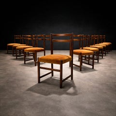 Set of 12 Brazilian Modern Rosewood Dining Chairs by Celina with Mohair, 1960s