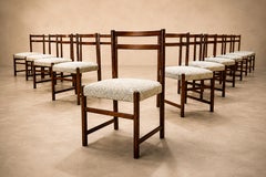 Set of 12 Brazilian Modern Rosewood Dining Chairs & Woven Fabric, Celina, 1960s