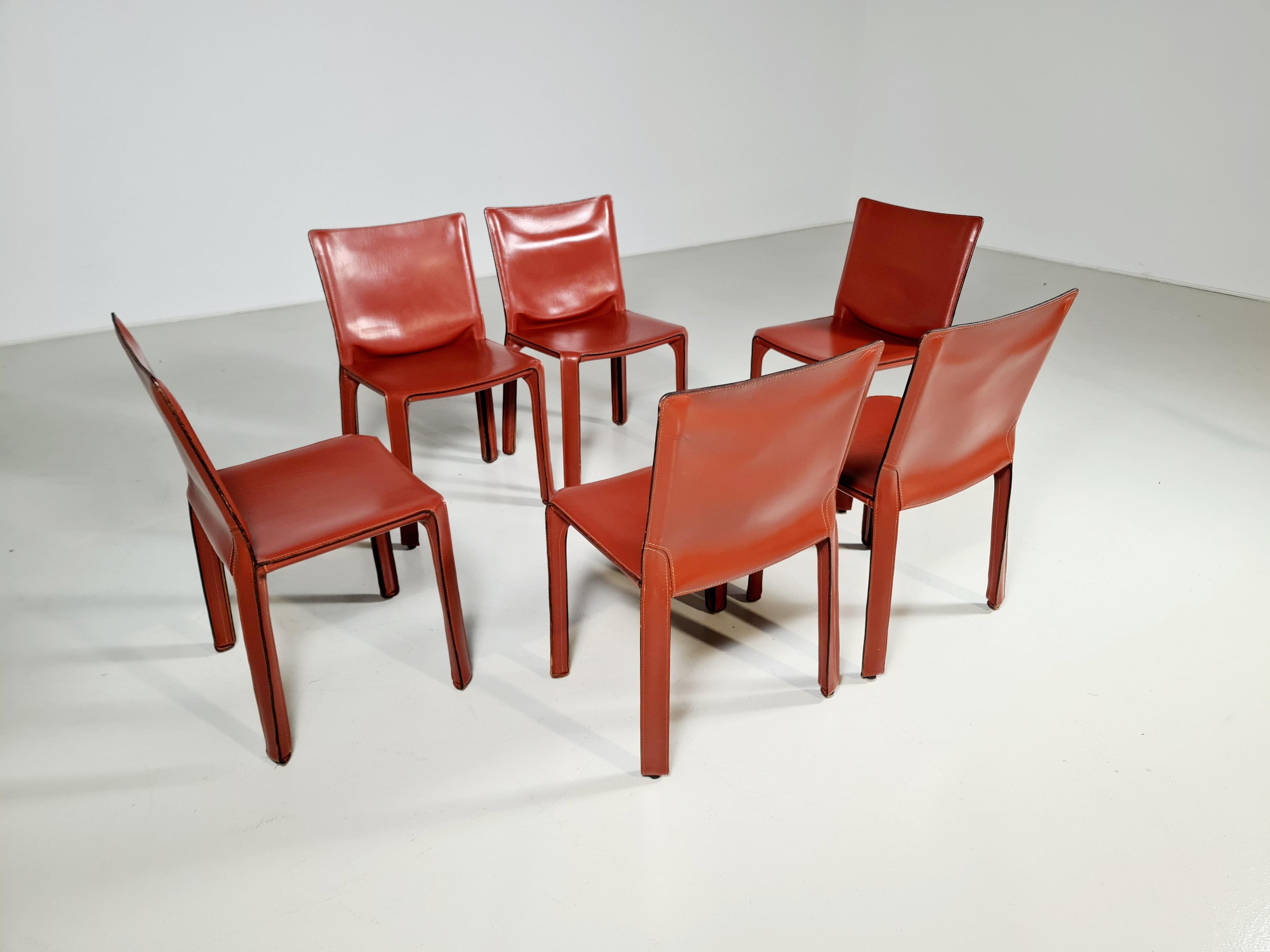 Late 20th Century Set of 12 CAB 412 Chairs by Mario Bellini for Cassina, 1980