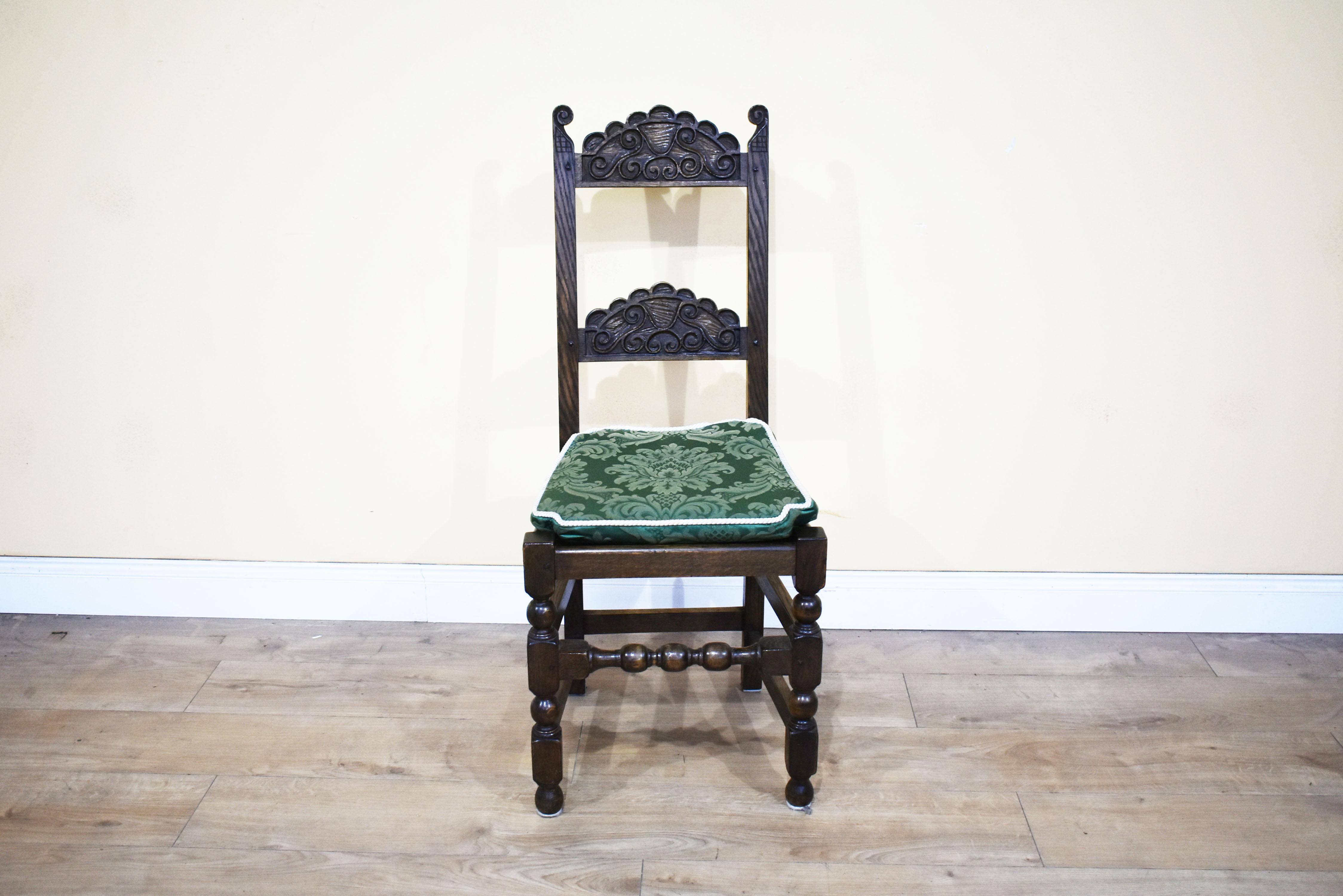 20th Century Set of 12 Carved Oak Dining Chairs