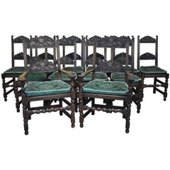 Set of 12 Carved Oak Dining Chairs Antique Set of 12 Carved Oak Dining Chairs