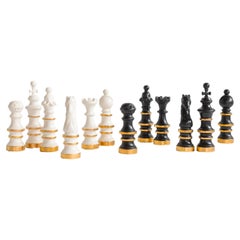 Vintage Set/12 Ceramic Chess Pieces, Handmade in Portugal by Lusitanus Home