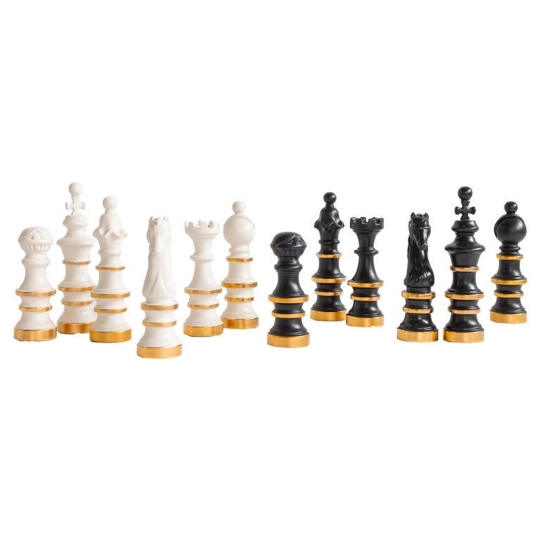 Set/12 Ceramic Chess Pieces, Handmade in Portugal by Lusitanus Home For Sale