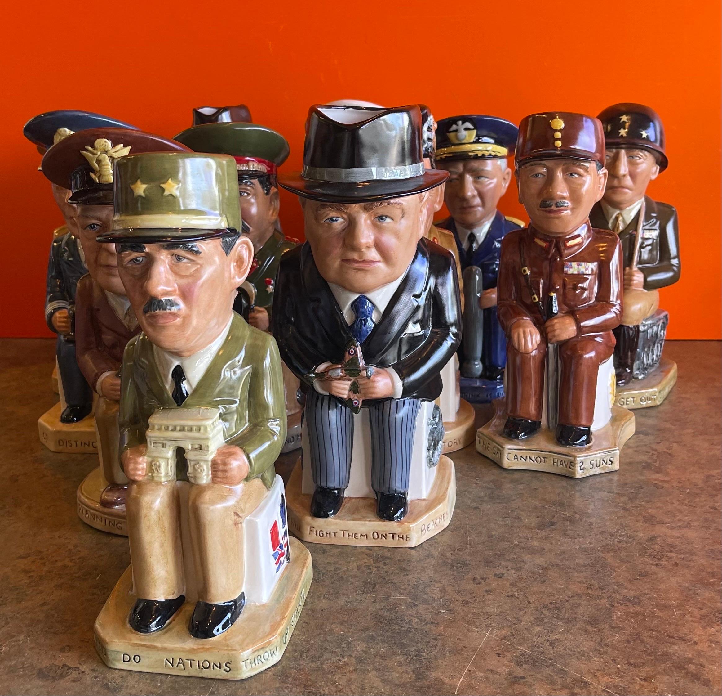 American Set of 12 Ceramic Toby Jugs World War ii Allied Leaders Collection by Wilkinson