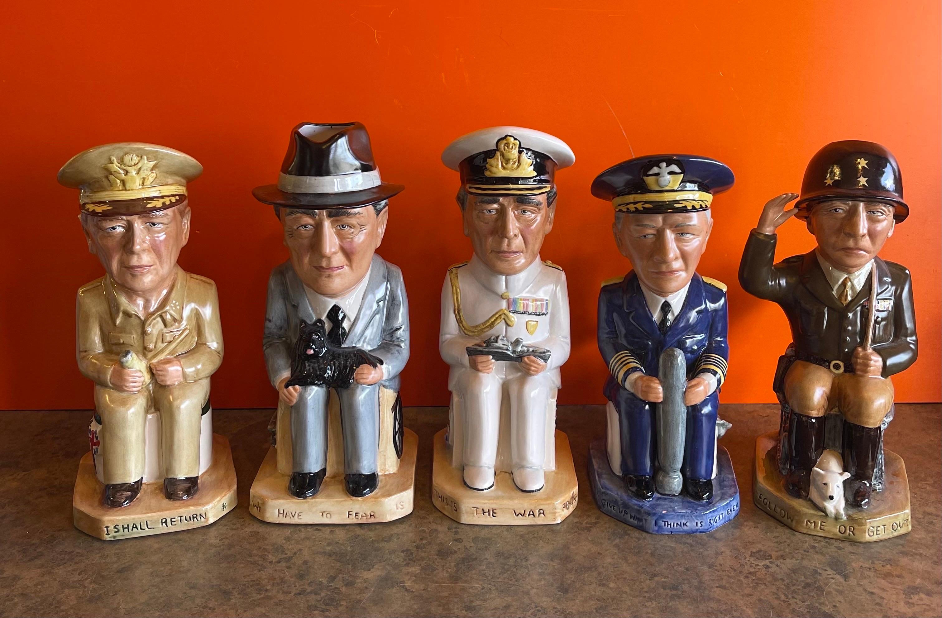Hand-Crafted Set of 12 Ceramic Toby Jugs World War ii Allied Leaders Collection by Wilkinson