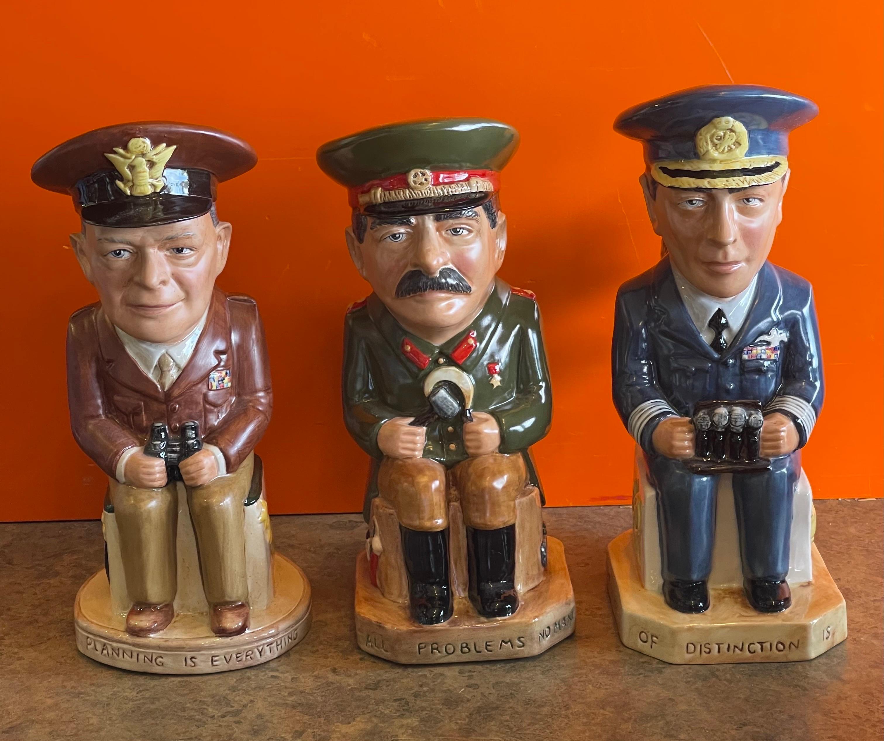 Contemporary Set of 12 Ceramic Toby Jugs World War ii Allied Leaders Collection by Wilkinson