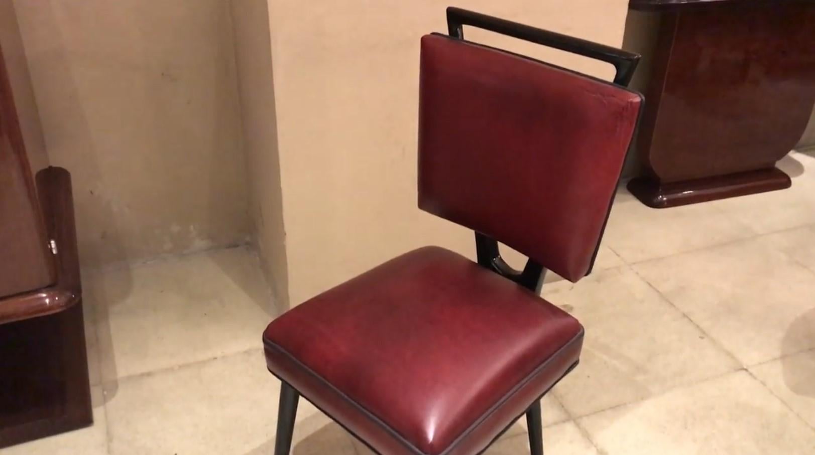 Set of 12 Chairs 50° in Leather and Wood, Italian For Sale 11
