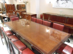 Set of 12 Chairs 50° in Leather and Wood, Italian