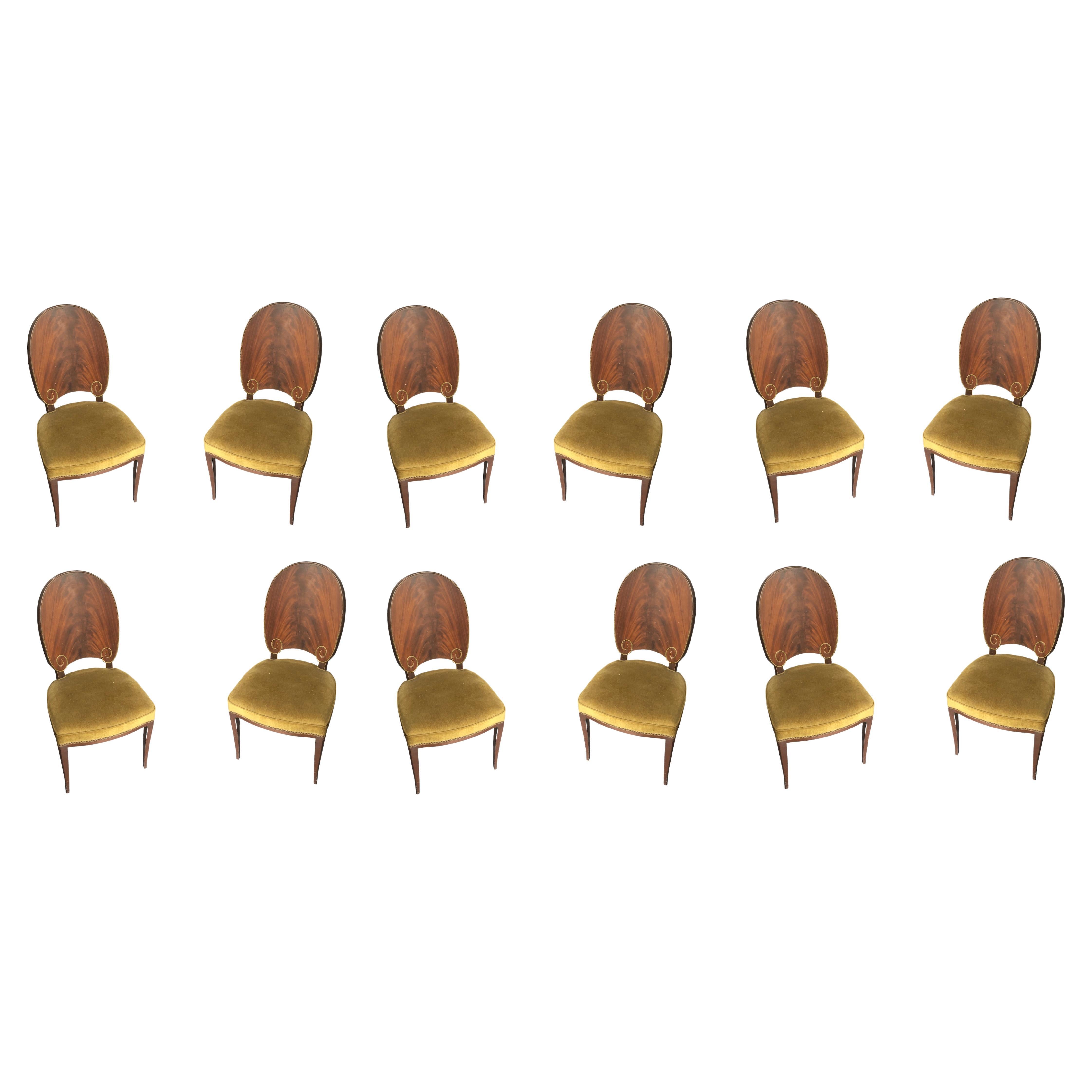 "Set of 12 Chairs Art Déco", 1930, France en bois