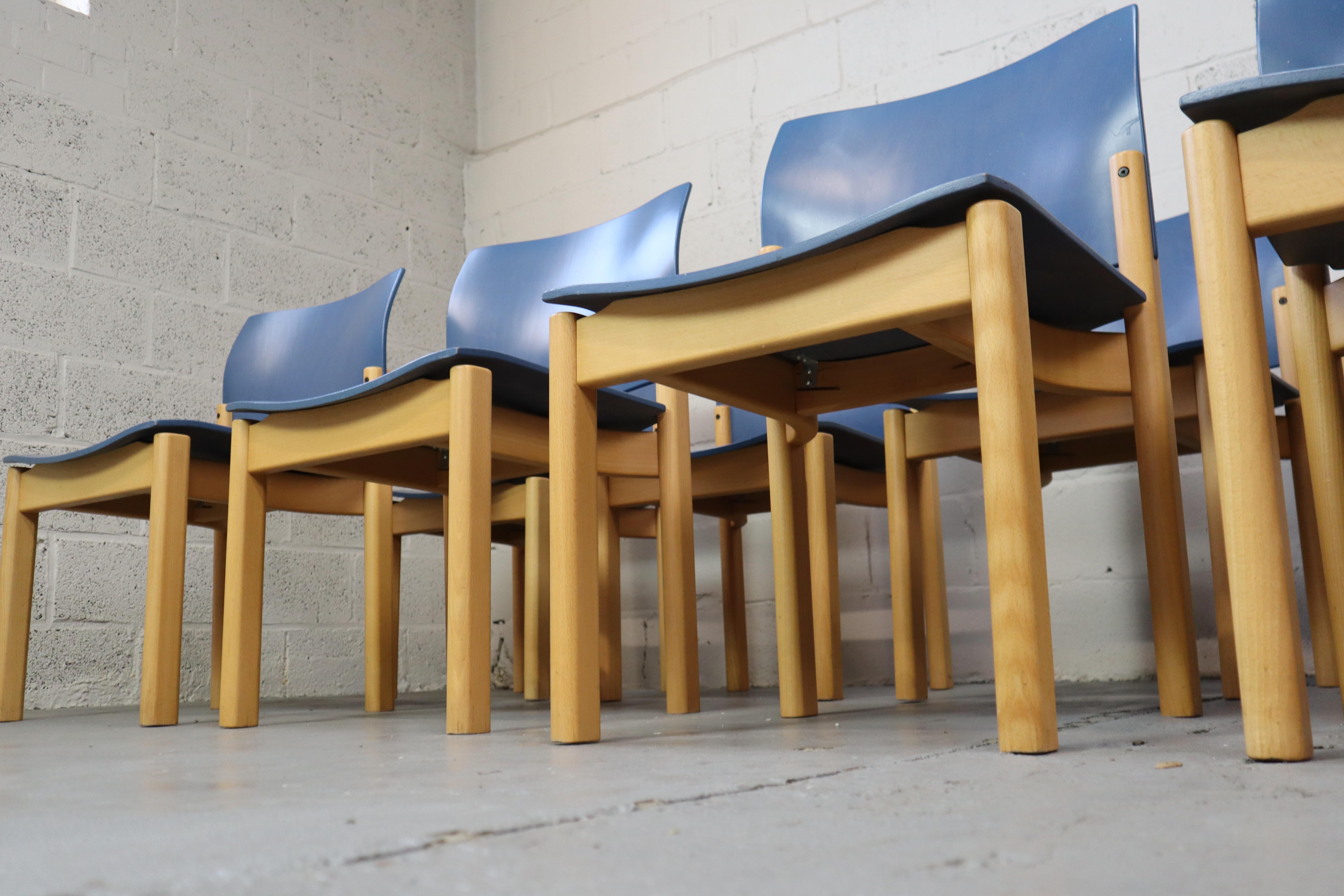 Beech Set of 12 chairs by Kusch Co, Germany