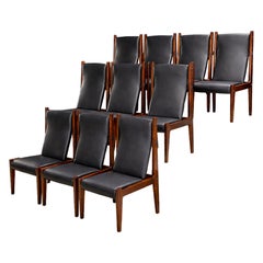 Set of 12 Chairs in Rosewood & Leather, Sergio Rodrigues for Bloch, c. 1960s