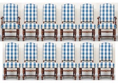 Satz von 12 Charles Stewart gepolsterten Esszimmerstühlen