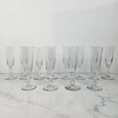 Set of 12 Charming French Hand-Blown Champagne Flutes, circa 1890