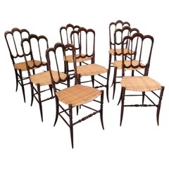 Set of 12 Chiavari chairs model "tre archi" by Fratelli Levaggi, 1950s