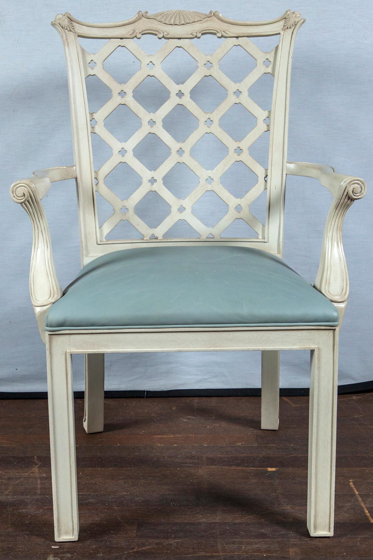 white chippendale dining chairs
